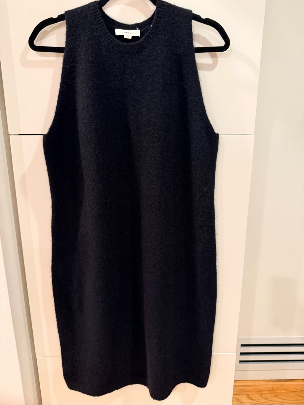 Vince Alpaca Wool Blend Sleeveless Sweater Midi Dress Black Size Large